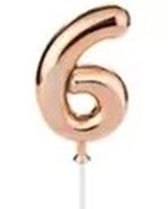 MINI TOPO DE BOLO NUMERO 6 ROSE