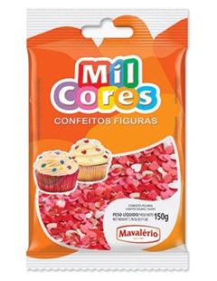 CONFEITOS FIGURAS CORAÇÃO, MAVALÉRIO, MIL CORES, 120G.