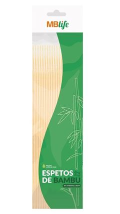 ESPETO BAMBU MBLIFE 30CM PACOTE COM 50 UNIDADES