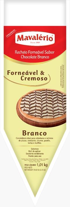RECHEIO FORNEAVEL SABOR CHOCOLATE BRANCO, MAVALERIO, 1,01KG