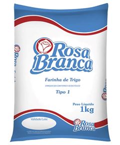 FARINHA TRIGO ROSA BRANCA SEM FERMENTO, EMBALAGEM DE PAPEL, FARDO COM 10 PACOTES DE 1KG