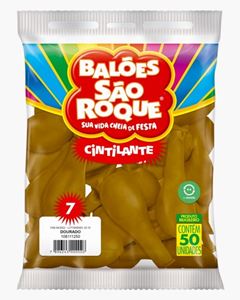 BALAO SAO ROQUE, NUMERO 7, CINTILANTE DOURADO, PACOTE COM 50 UNIDADES