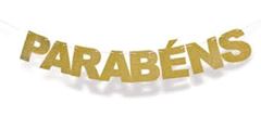 FAIXA PARABENS MET OURO 10X1