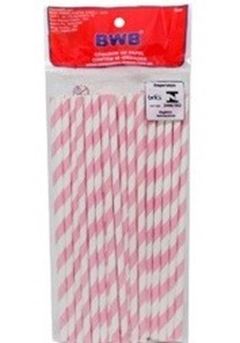 BWB CANUDO DE PAPEL LISTRADO ROSA C/20UN
