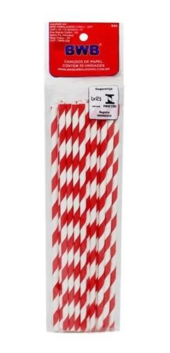 BWB CANUDO DE PAPEL LISTRADO VERM C/20UN