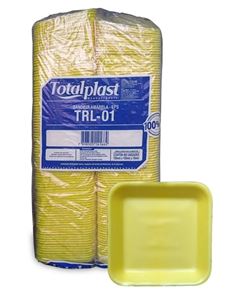 BANDJEJA DE ISOPOR, TOTALPLAST, B1 TRL, AMARELA, 150X150X18,  FARDO COM 400 UNIDADES