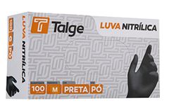 LUVA NITRILICA PRETA S/PO M TALGE  C/100