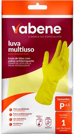 LUVA LATEX VABENE AMARELA P 1PAR