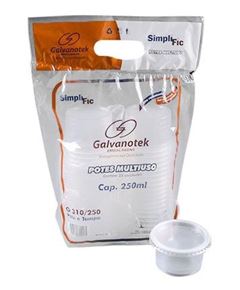 KIT, POTE E TAMPA, GALVANOTEK G-310, 250ML, CAIXA COM 18 PACOTES DE 25 UNIDAES